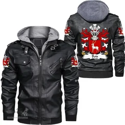 ScotsTee Shop Welsh Bois (of Breconshire) Coat of Arms Family Crest Wales Leather Jacket