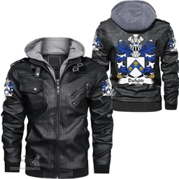 ScotsTee Shop Welsh Dafydd (AP CARADOG) Coat of Arms Family Crest Wales Leather Jacket
