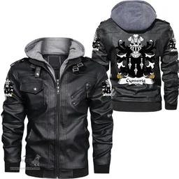 ScotsTee Shop Welsh Cynwrig (SAIS) Coat of Arms Family Crest Wales Leather Jacket
