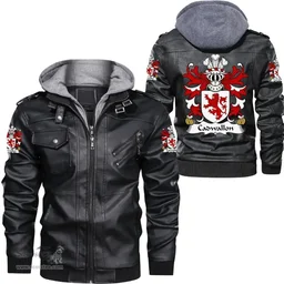 ScotsTee Shop Welsh Cadwallon (AP MADOG) Coat of Arms Family Crest Wales Leather Jacket
