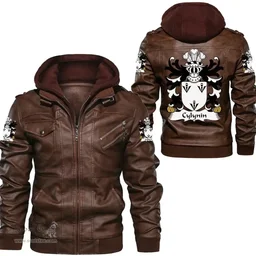 ScotsTee Shop Welsh Cylynin (of Powys) Coat of Arms Family Crest Wales Leather Jacket
