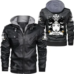 ScotsTee Shop Welsh Cylynin (of Powys) Coat of Arms Family Crest Wales Leather Jacket
