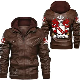 ScotsTee Shop Welsh Fitzhenry (of Pembrokeshire) Coat of Arms Family Crest Wales Leather Jacket
