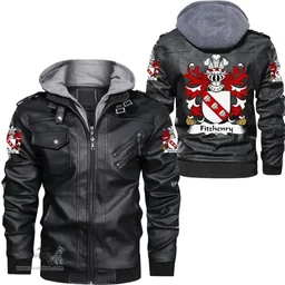 ScotsTee Shop Welsh Fitzhenry (of Pembrokeshire) Coat of Arms Family Crest Wales Leather Jacket