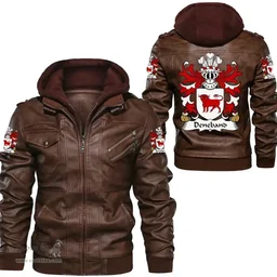 ScotsTee Shop Welsh Deneband (or DENEBAUD, of Gwent) Coat of Arms Family Crest Wales Leather Jacket