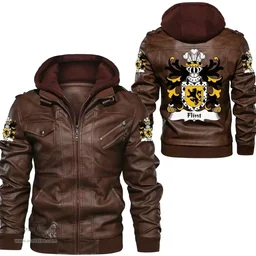 ScotsTee Shop Welsh Flint (lord of) Coat of Arms Family Crest Wales Leather Jacket