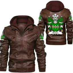 ScotsTee Shop Welsh Einion (AP CARADOG) Coat of Arms Family Crest Wales Leather Jacket