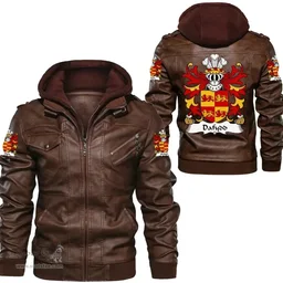 ScotsTee Shop Welsh Dafydd (AP LLYWELYN -Lord of Denbighshire) Coat of Arms Family Crest Wales Leather Jacket