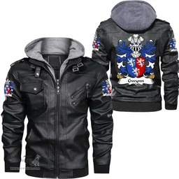 ScotsTee Shop Welsh Gwynn (of Glamorganshire) Coat of Arms Family Crest Wales Leather Jacket