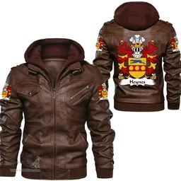 ScotsTee Shop Welsh Heynes (of Stretton, Shropshire, ap John Heynes) Coat of Arms Family Crest Wales Leather Jacket