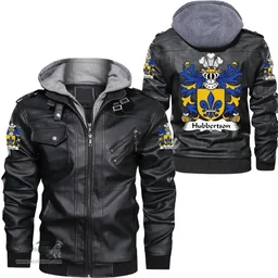 ScotsTee Shop Welsh Hubbertson (of Pembrokeshire) Coat of Arms Family Crest Wales Leather Jacket