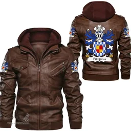ScotsTee Shop Welsh Fitzjohn Coat of Arms Family Crest Wales Leather Jacket
