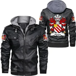 ScotsTee Shop Welsh Horton (of Tre-gwynt, Granston, Pembrokeshire) Coat of Arms Family Crest Wales Leather Jacket