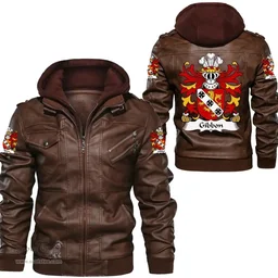 ScotsTee Shop Welsh Gibbon (of Glamorgan) Coat of Arms Family Crest Wales Leather Jacket
