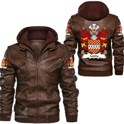 ScotsTee Shop Welsh Coety (Lords of Coety, Glamorganshire) Coat of Arms Family Crest Wales Leather Jacket