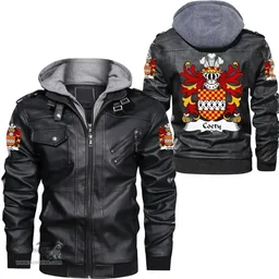 ScotsTee Shop Welsh Coety (Lords of Coety, Glamorganshire) Coat of Arms Family Crest Wales Leather Jacket