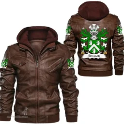 ScotsTee Shop Welsh Edward (AP JOHN WYNN AB IEUAN) Coat of Arms Family Crest Wales Leather Jacket