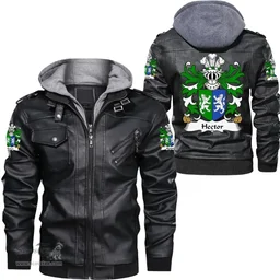 ScotsTee Shop Welsh Hector (GADARN, The Strong) Coat of Arms Family Crest Wales Leather Jacket
