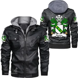 ScotsTee Shop Welsh Hooton (lord of Hooton, Cheshire) Coat of Arms Family Crest Wales Leather Jacket