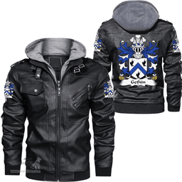 ScotsTee Shop Welsh Gethin (a soldier in Normandy in 1430?s) Coat of Arms Family Crest Wales Leather Jacket