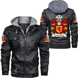 ScotsTee Shop Welsh Caswallon Coat of Arms Family Crest Wales Leather Jacket