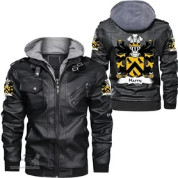 ScotsTee Shop Welsh Harry (AP THOMAS) Coat of Arms Family Crest Wales Leather Jacket