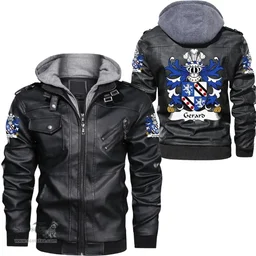 ScotsTee Shop Welsh Gerard (of Cheshire, Daughter m. Wynn of Gwydir) Coat of Arms Family Crest Wales Leather Jacket