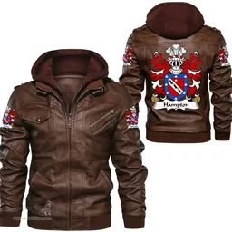 ScotsTee Shop Welsh Hampton (mayor of Beaumaris, Anglesey) Coat of Arms Family Crest Wales Leather Jacket