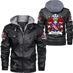 ScotsTee Shop Welsh Hampton (mayor of Beaumaris, Anglesey) Coat of Arms Family Crest Wales Leather Jacket