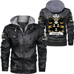 ScotsTee Shop Welsh Vaughan (of Breconshire) Coat of Arms Family Crest Wales Leather Jacket