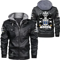ScotsTee Shop Welsh Penmarch (of Penmark Castle, South Glamorgan) Coat of Arms Family Crest Wales Leather Jacket