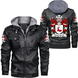ScotsTee Shop Welsh Maenyrch (lord of Brecon) Coat of Arms Family Crest Wales Leather Jacket