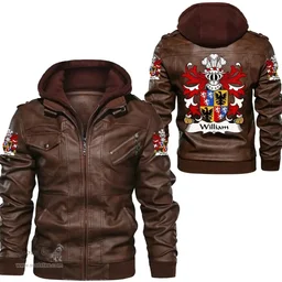 ScotsTee Shop Welsh William (Sir, AP THOMAS) Coat of Arms Family Crest Wales Leather Jacket