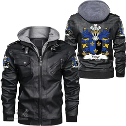 ScotsTee Shop Welsh Ynyr (GWENT, King of) Coat of Arms Family Crest Wales Leather Jacket