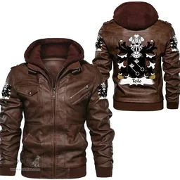 ScotsTee Shop Welsh Teilo (SANT, St. Teilo) Coat of Arms Family Crest Wales Leather Jacket