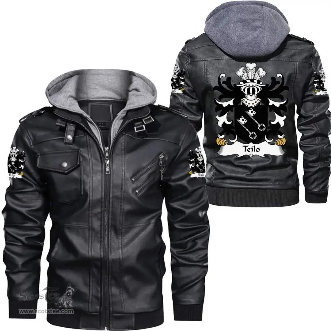 ScotsTee Shop Welsh Teilo (SANT, St. Teilo) Coat of Arms Family Crest Wales Leather Jacket
