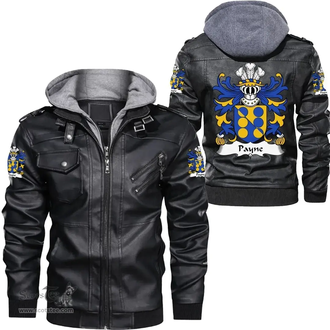 ScotsTee Shop Welsh Payne (of Denbighshire) Coat of Arms Family Crest Wales Leather Jacket