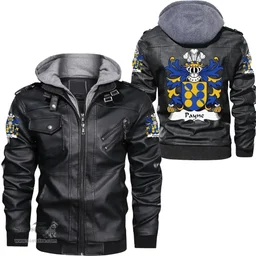 ScotsTee Shop Welsh Payne (of Denbighshire) Coat of Arms Family Crest Wales Leather Jacket