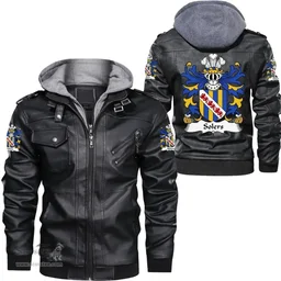 ScotsTee Shop Welsh Solers (of Breconshire) Coat of Arms Family Crest Wales Leather Jacket