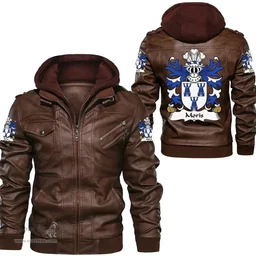 ScotsTee Shop Welsh Moris (of Caswilia, Brawdy, Pembrokeshire) Coat of Arms Family Crest Wales Leather Jacket