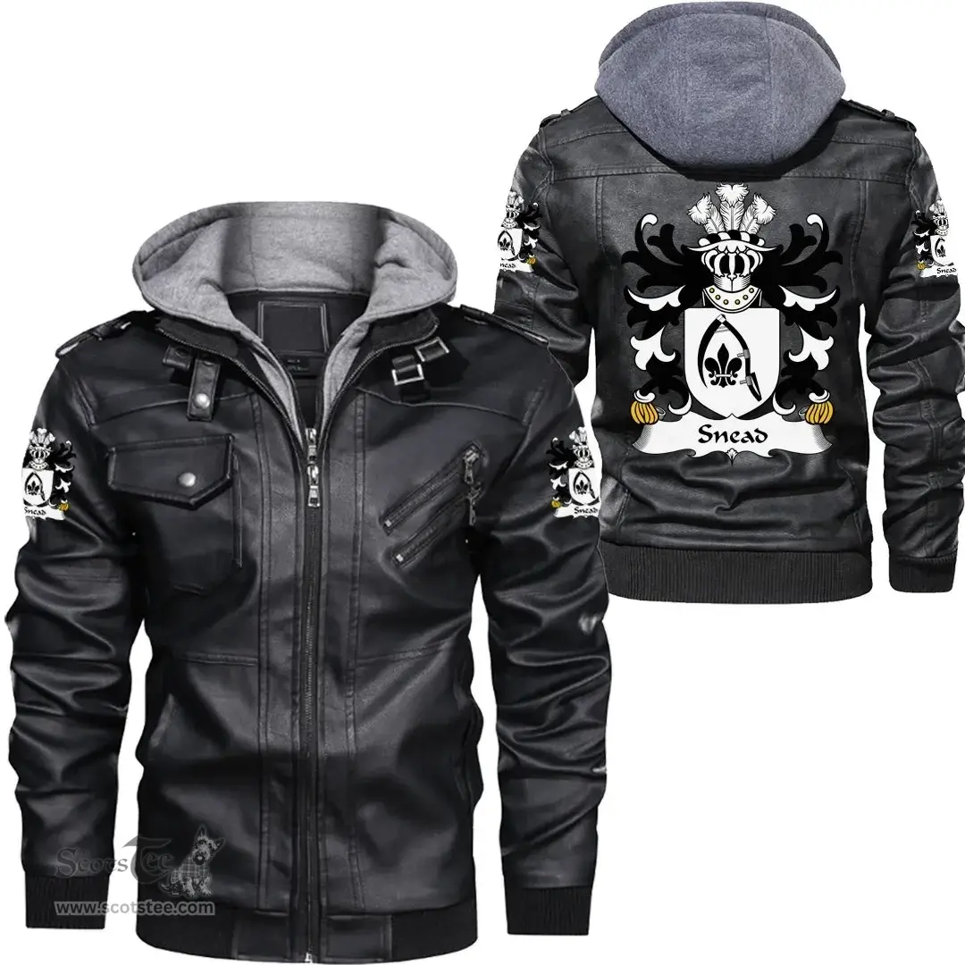 ScotsTee Shop Welsh Snead (of Cheshire) Coat of Arms Family Crest Wales Leather Jacket