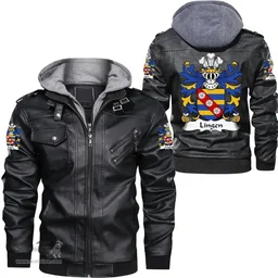 ScotsTee Shop Welsh Lingen (of Lingen, Herefordshire) Coat of Arms Family Crest Wales Leather Jacket