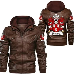 ScotsTee Shop Welsh Newport (Quartered by Lloyd of Foxall) Coat of Arms Family Crest Wales Leather Jacket