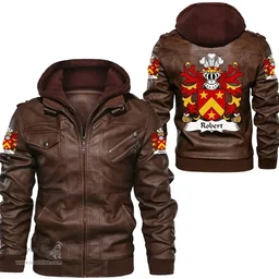 ScotsTee Shop Welsh Robert (AP GRUFFUDD) Coat of Arms Family Crest Wales Leather Jacket