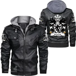 ScotsTee Shop Welsh Kenrick (of Acton Burnell and Owre, Shropshire) Coat of Arms Family Crest Wales Leather Jacket