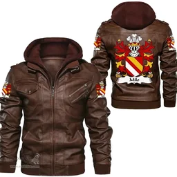 ScotsTee Shop Welsh Milo (FITZWALTER-Earl of Hereford) Coat of Arms Family Crest Wales Leather Jacket