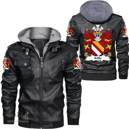 ScotsTee Shop Welsh Milo (FITZWALTER-Earl of Hereford) Coat of Arms Family Crest Wales Leather Jacket