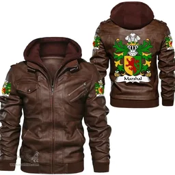 ScotsTee Shop Welsh Marshal (Earls of Pembrokeshire) Coat of Arms Family Crest Wales Leather Jacket