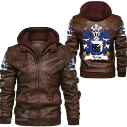 ScotsTee Shop Welsh Talley (Chancellor of St. David?s) Coat of Arms Family Crest Wales Leather Jacket