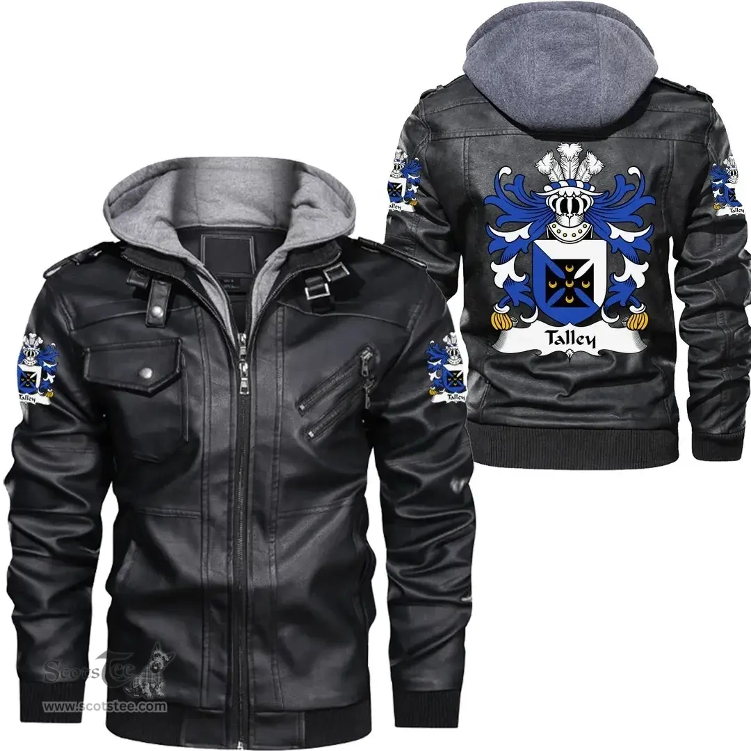 ScotsTee Shop Welsh Talley (Chancellor of St. David?s) Coat of Arms Family Crest Wales Leather Jacket